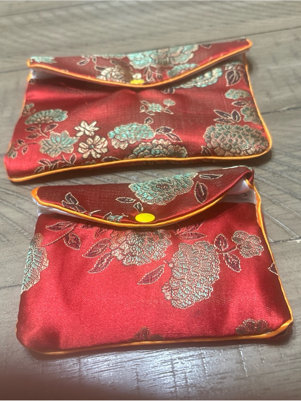 Red Floral Satin Envelope Clutch - Unbranded